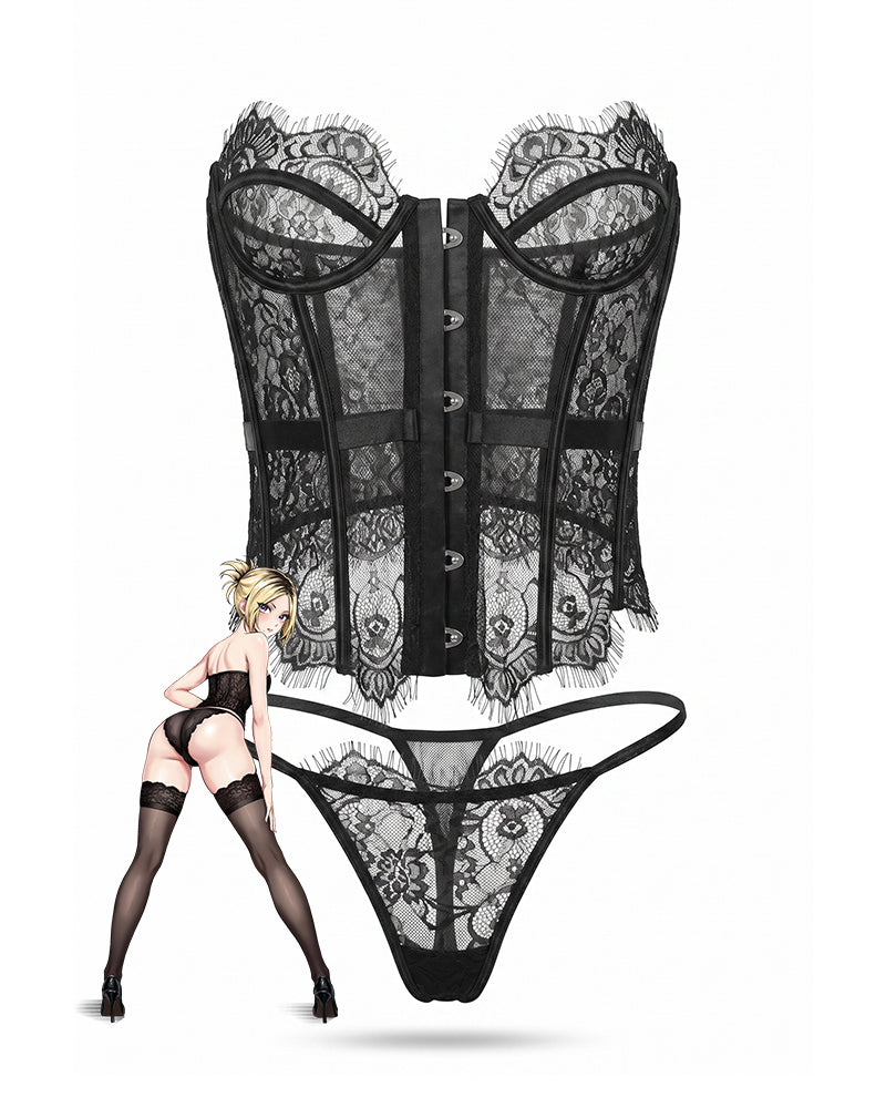Corset Top and Panty Set with Fishbone