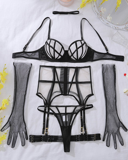 Mesh See-through Corset Lingerie Set