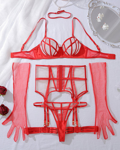 Mesh See-through Corset Lingerie Set
