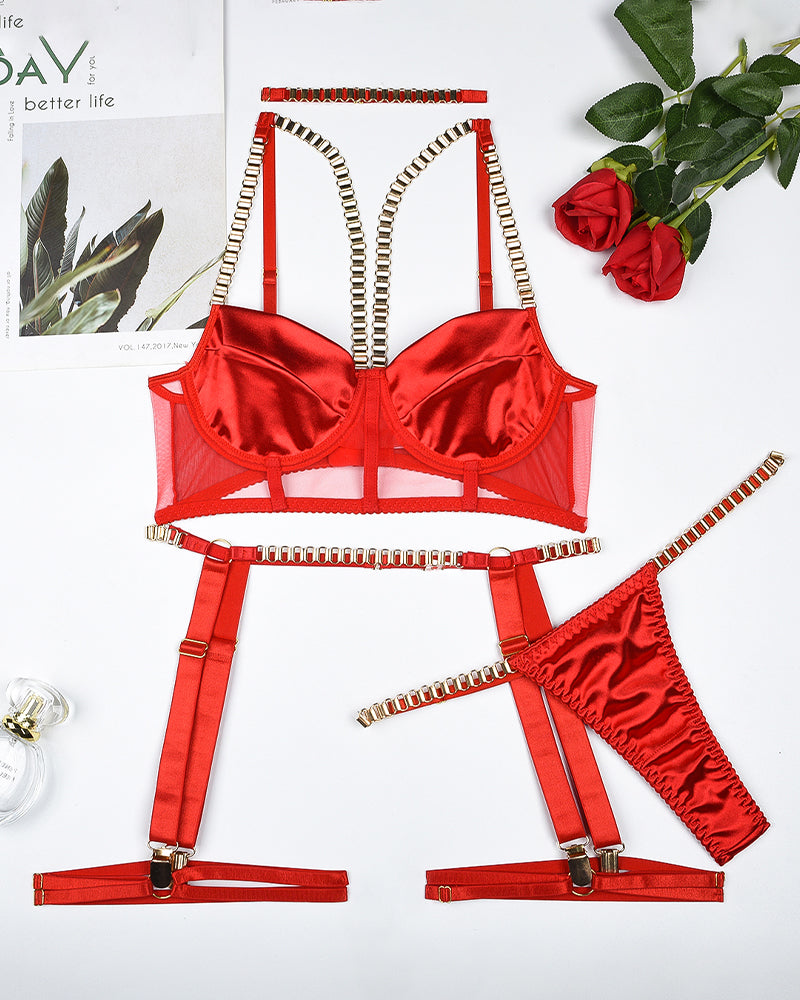 Choker Push Up Garter Belts Lingerie Set