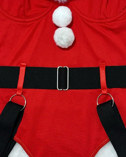 Sexy Santa Claus Velvet Christmas Set with Adjustable Garter Belt