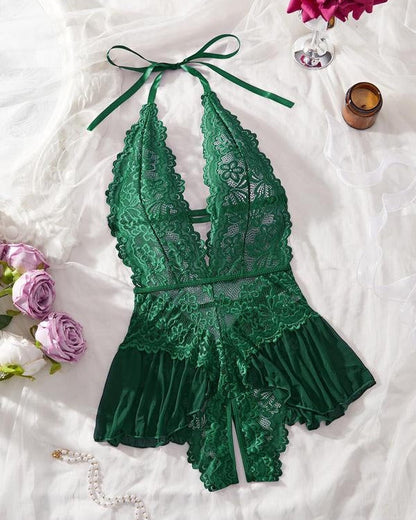 Deep V Lace Babydoll Sleepwear Dress
