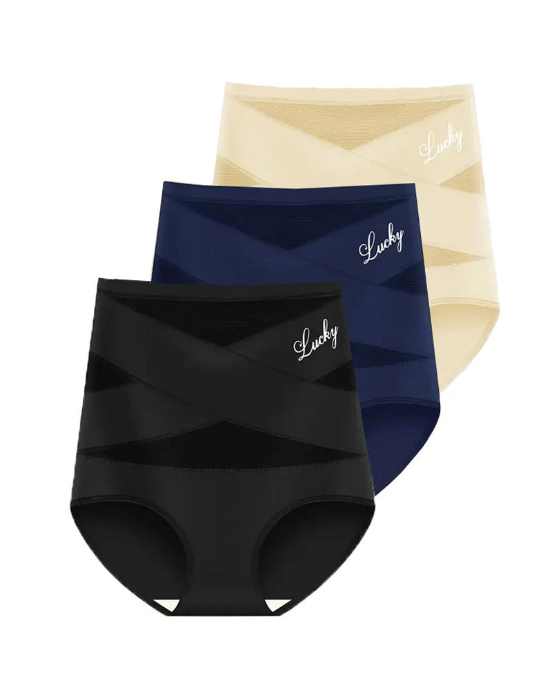 High Waist Tummy Control Breathable Mesh Cross Seamless Hip Lifting Briefs