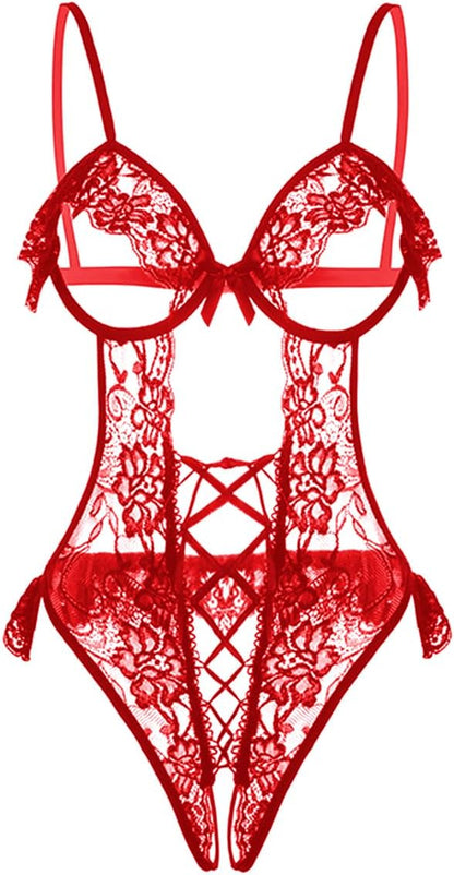 Sexy Women’s Lace Babydoll – Halter Lingerie Nightwear, Open Back & Erotic Sleepwear