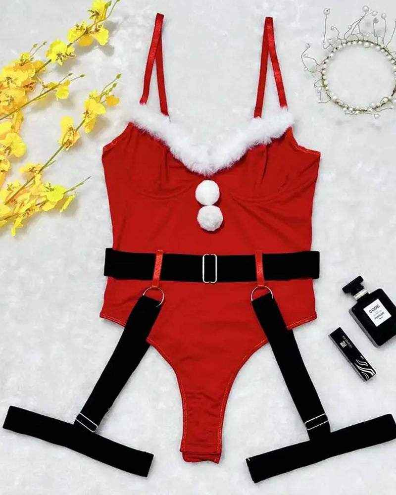 Sexy Santa Claus Velvet Christmas Set with Adjustable Garter Belt